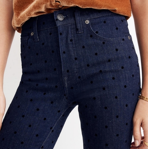 ♥️Madewell High Rise Skinny Denim Jeans Polka Dot Polkadot Stretch Slimming - Picture 4 of 10